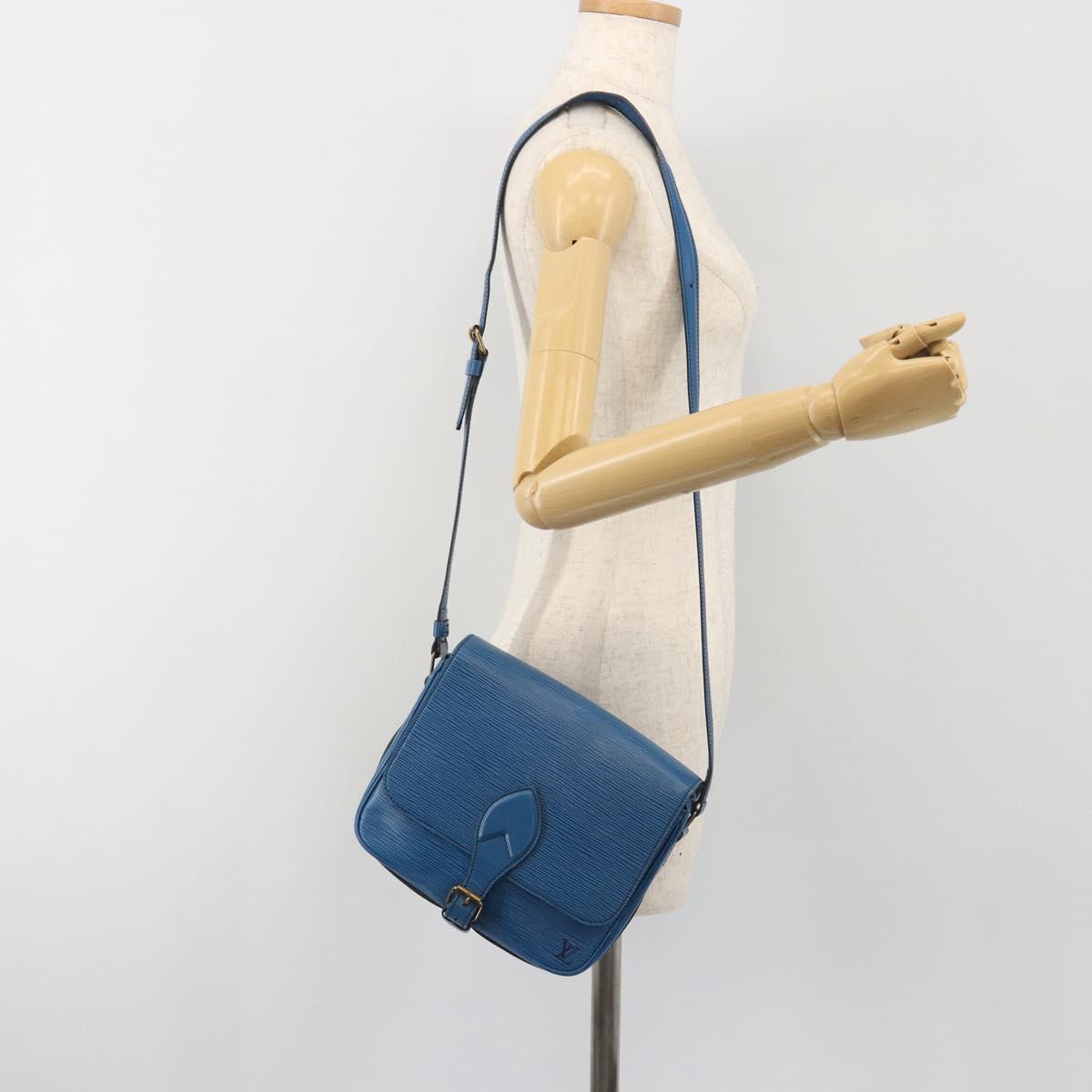 LOUIS VUITTON Epi Cartouchiere MM Shoulder Bag Blue M52245 LV Auth BA14941