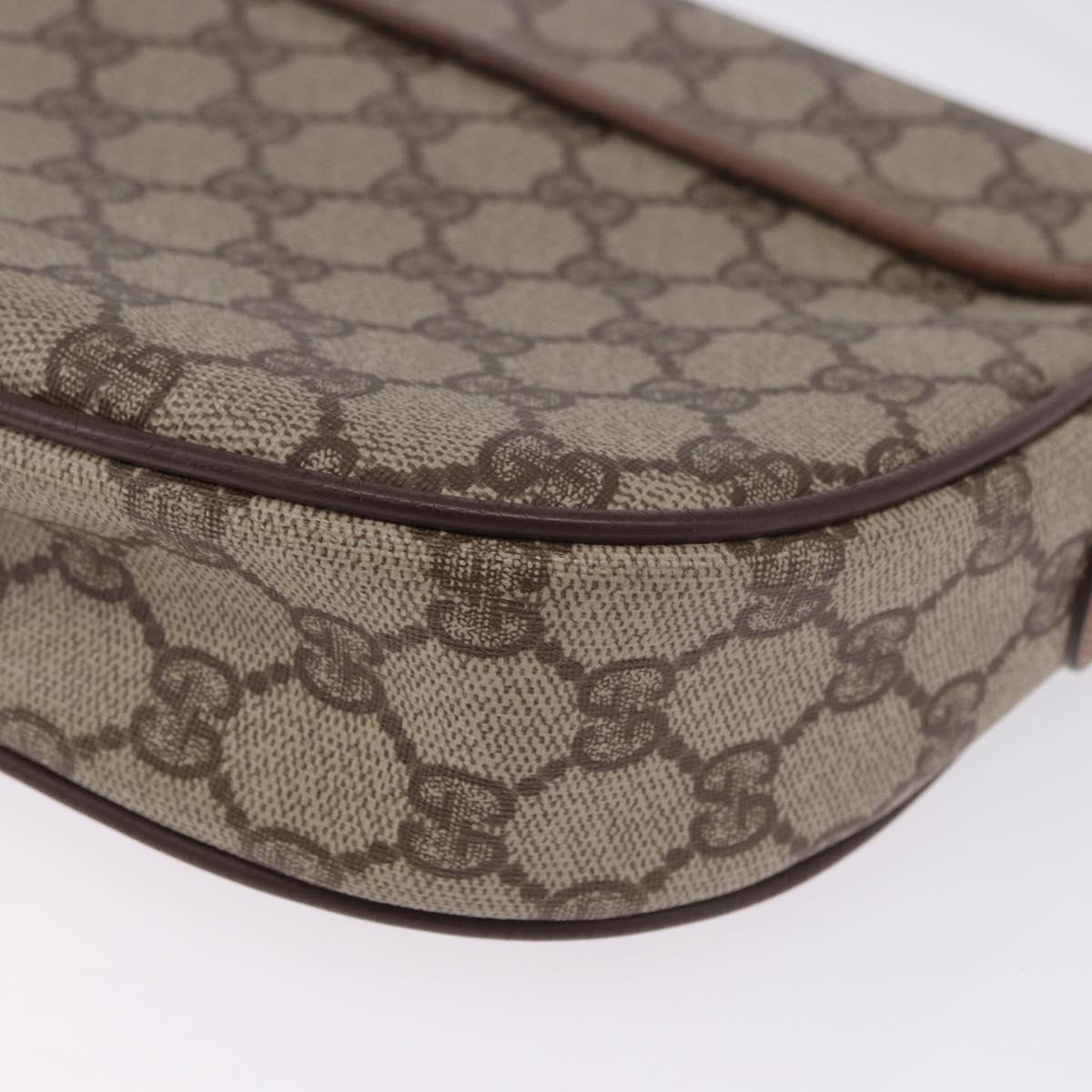 GUCCI GG Supreme Shoulder Bag PVC Leather Beige Gold Tone Auth BA14942