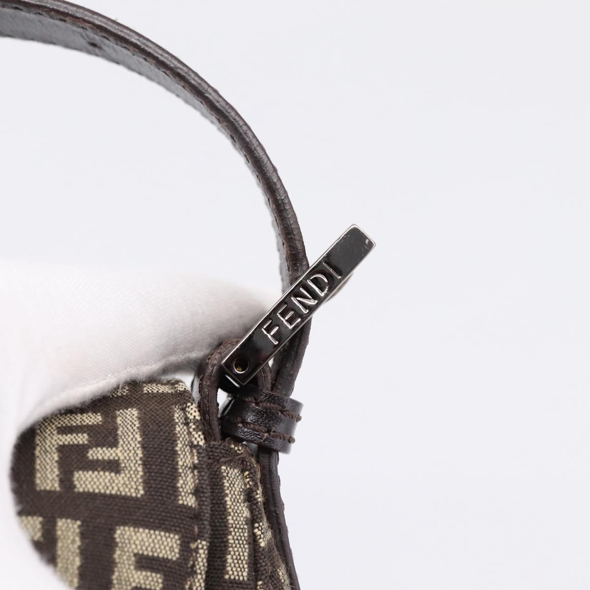 FENDI Zucchino Canvas Mamma Baguette Shoulder Bag Brown 8BR001 Auth BA14950V