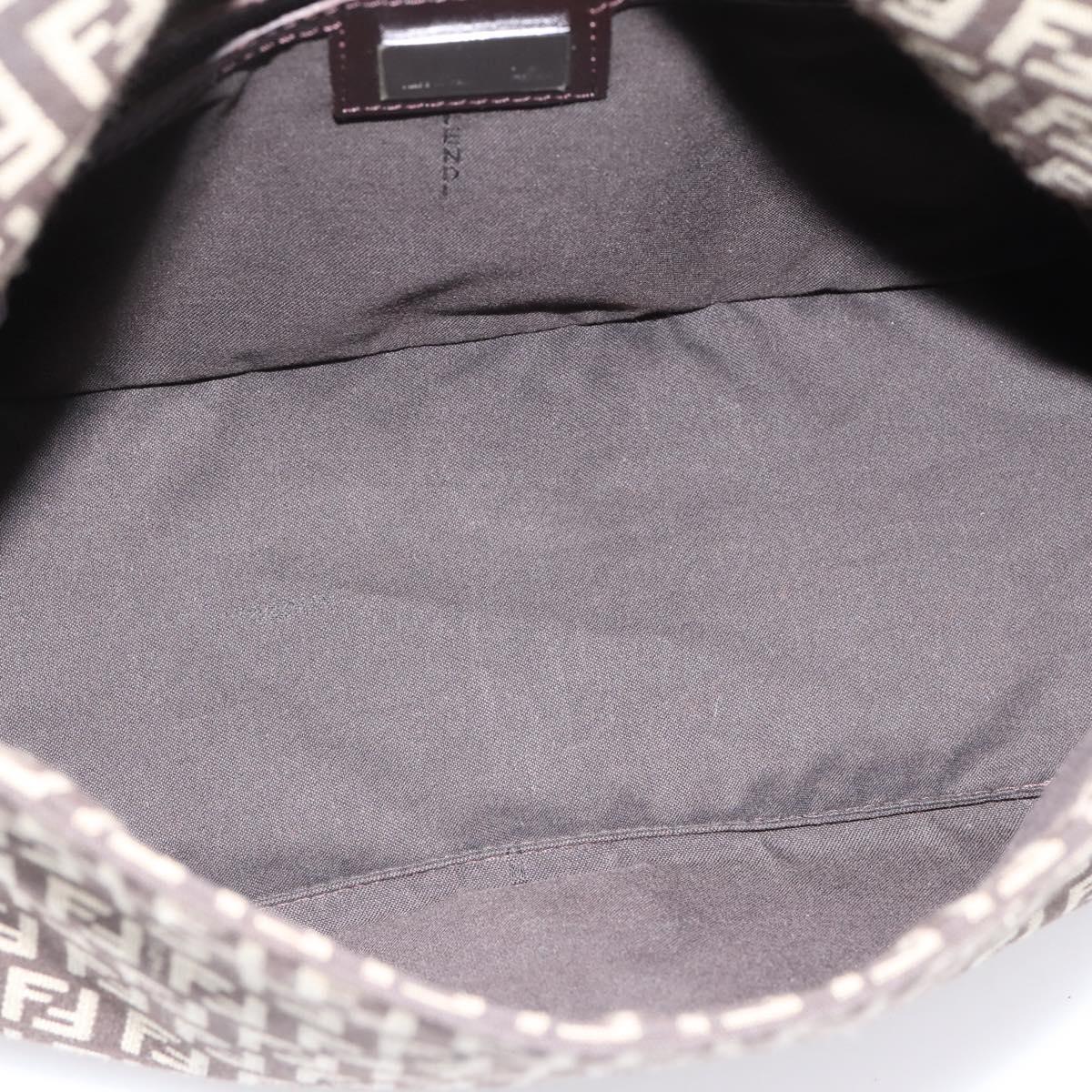 FENDI Zucchino Canvas Mamma Baguette Shoulder Bag Brown 8BR001 Auth BA14950V