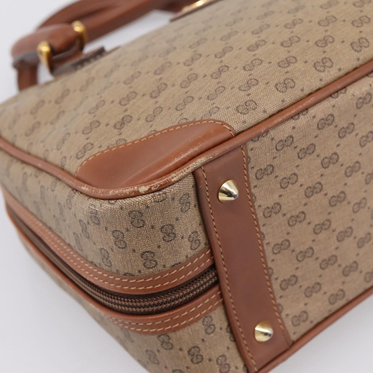 GUCCI Micro GG Hand Bag PVC Leather Beige Gold Tone 000.39.0030 Auth BA14951