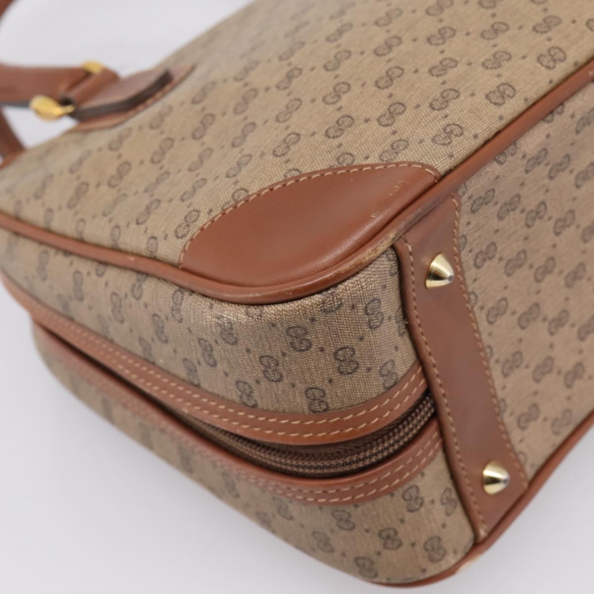 GUCCI Micro GG Hand Bag PVC Leather Beige Gold Tone 000.39.0030 Auth BA14951