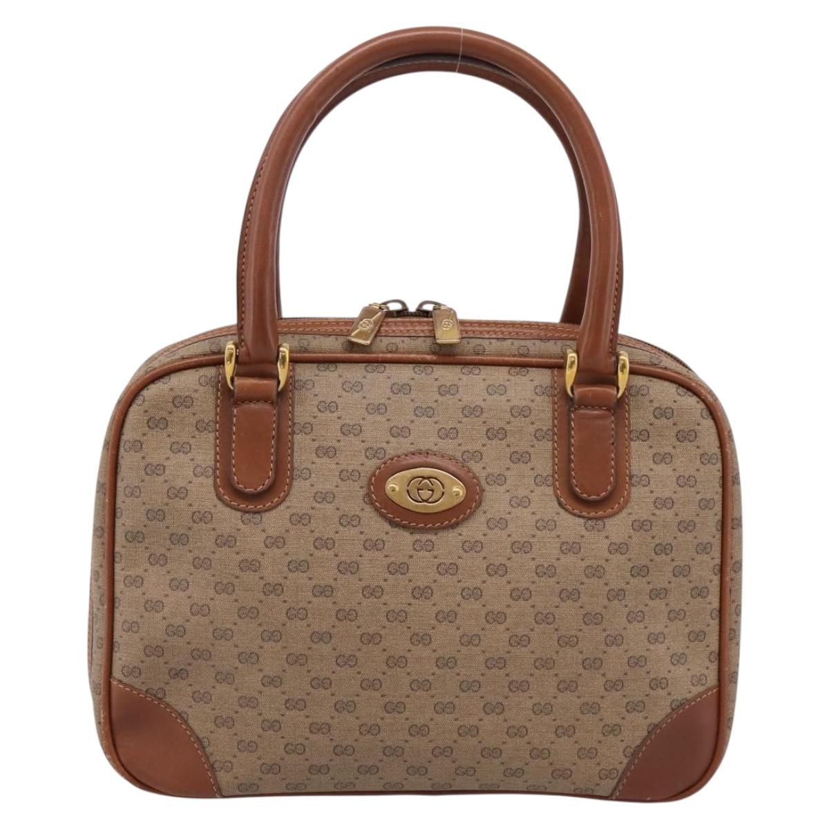 GUCCI Micro GG Hand Bag PVC Leather Beige Gold Tone 000.39.0030 Auth BA14951