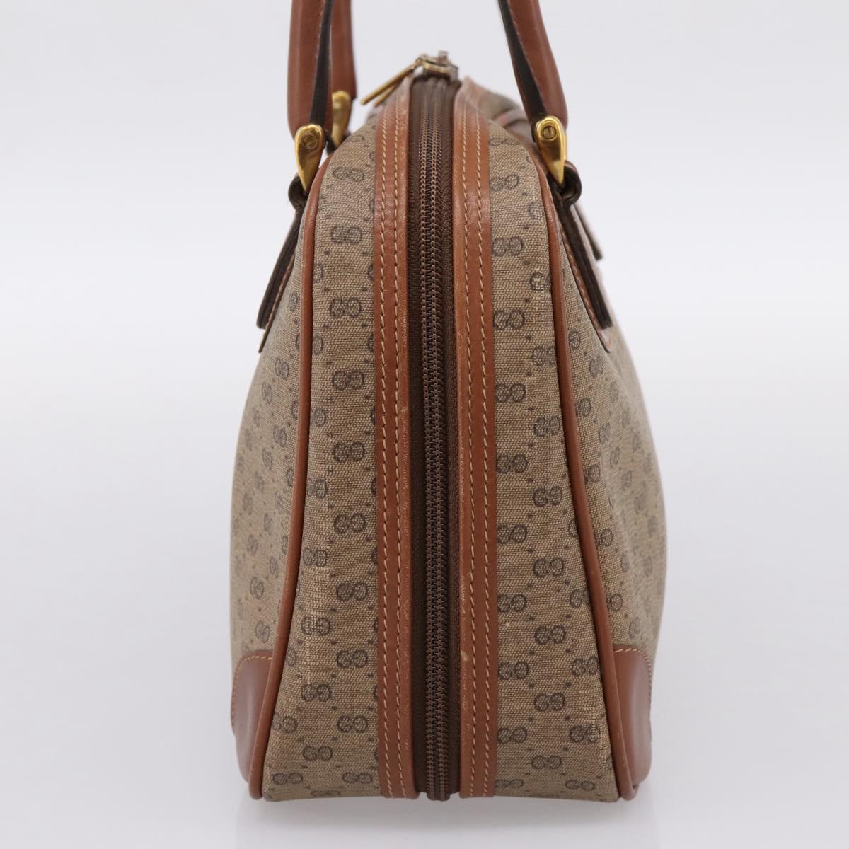 GUCCI Micro GG Hand Bag PVC Leather Beige Gold Tone 000.39.0030 Auth BA14951