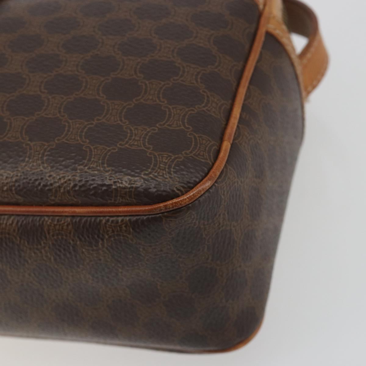 CELINE Macadam Shoulder Bag PVC Leather Brown Gold Tone Auth BA14952