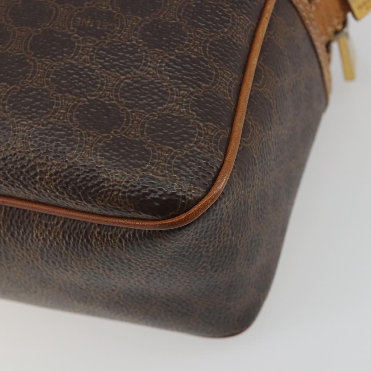 CELINE Macadam Shoulder Bag PVC Leather Brown Gold Tone Auth BA14952