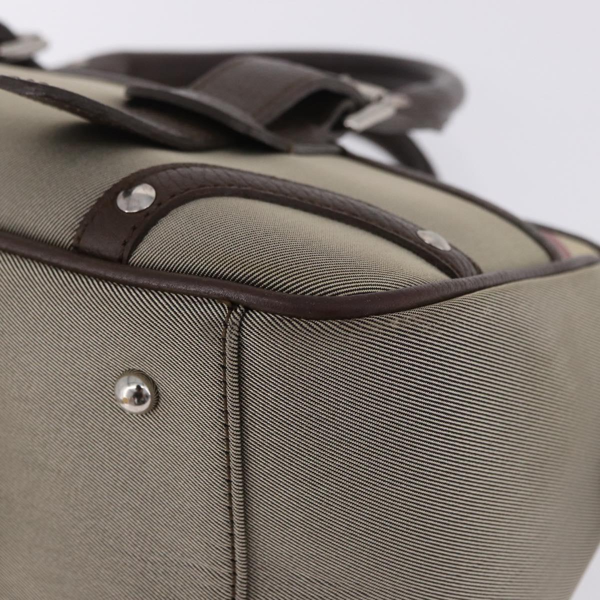 BURBERRY Nova Check Hand Bag Canvas Brown Silver Auth BA14954A