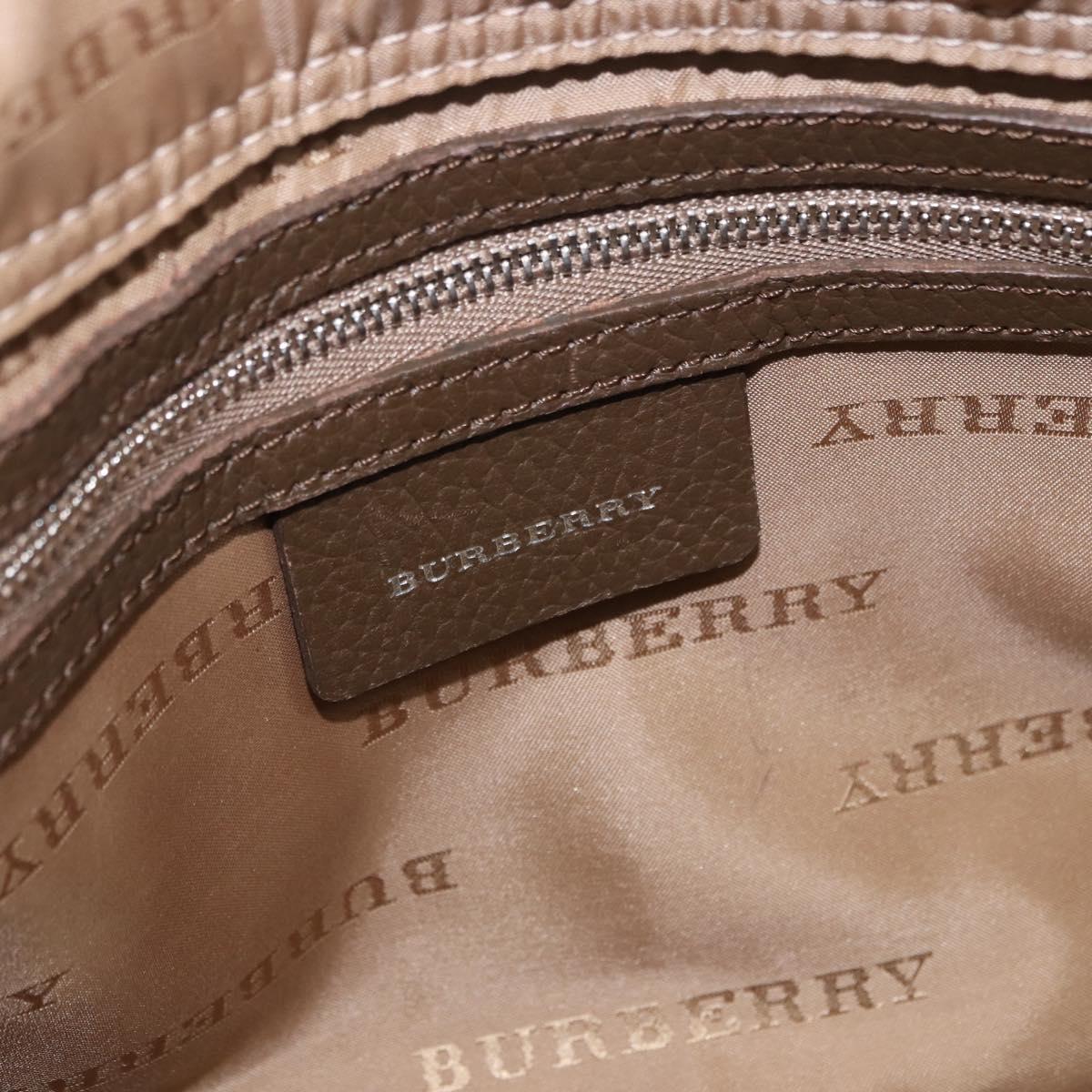 BURBERRY Nova Check Hand Bag Canvas Brown Silver Auth BA14954A