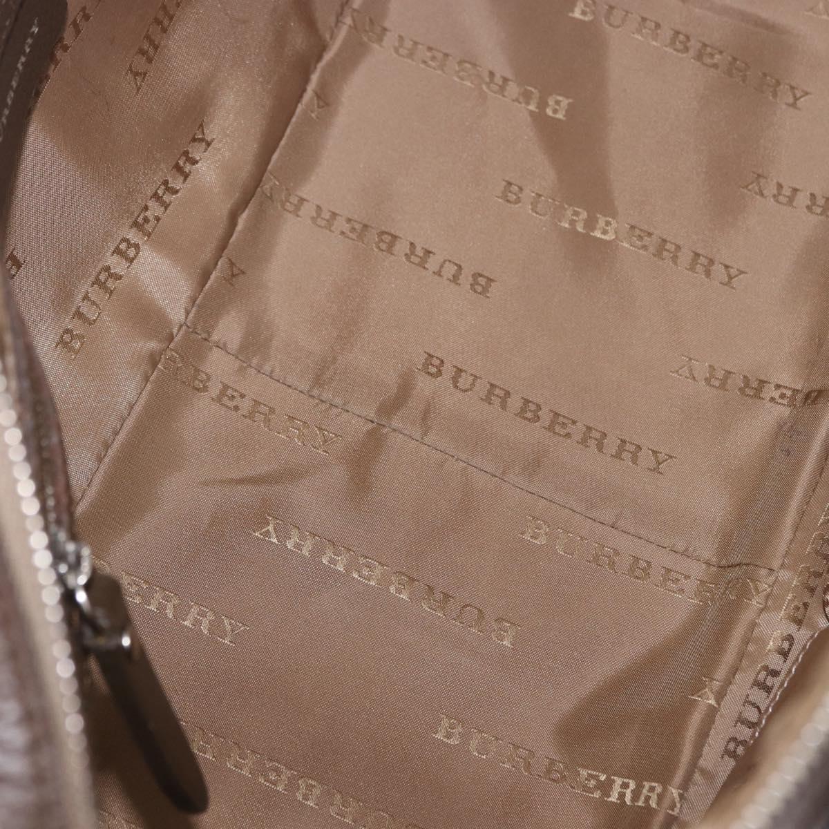 BURBERRY Nova Check Hand Bag Canvas Brown Silver Auth BA14954A