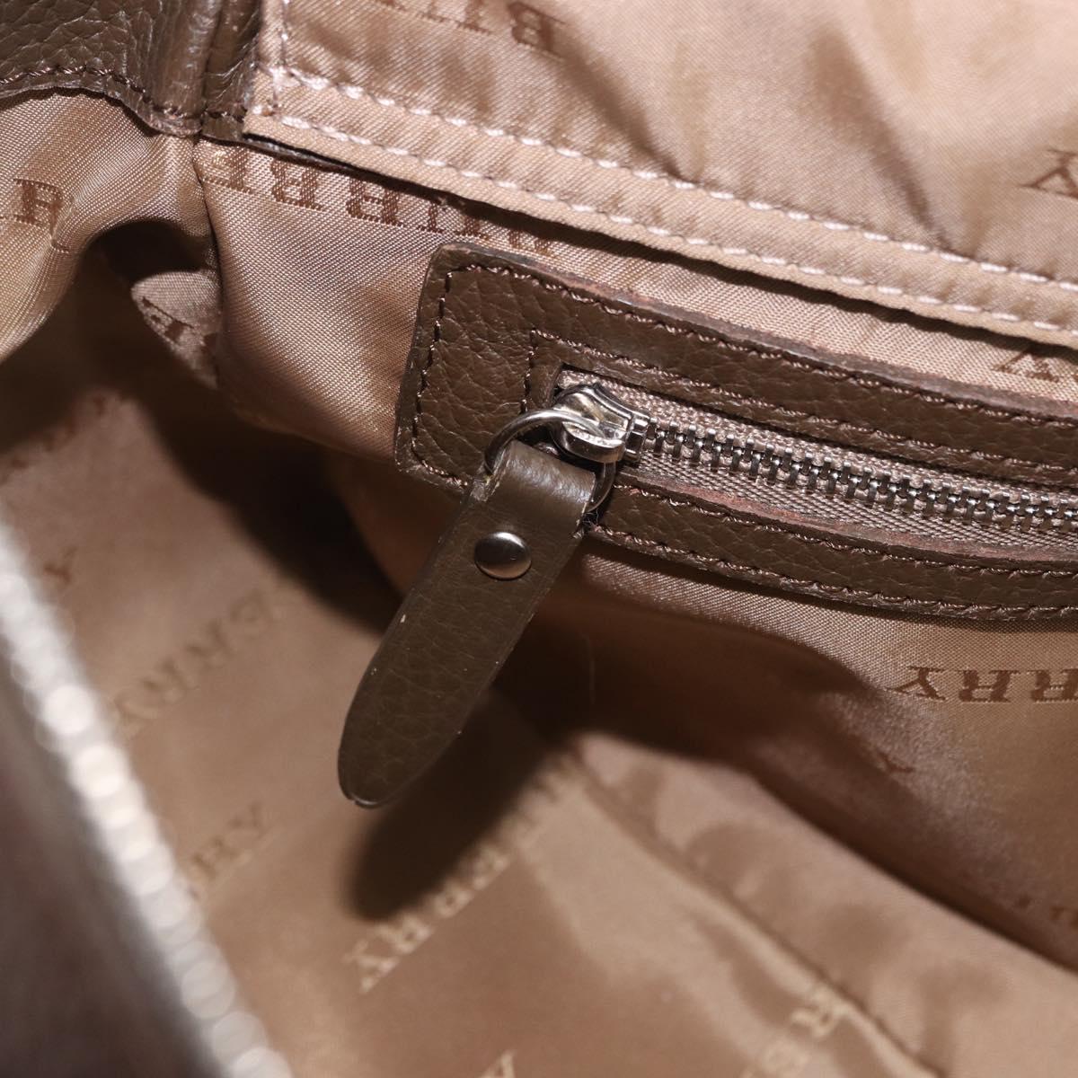 BURBERRY Nova Check Hand Bag Canvas Brown Silver Auth BA14954A