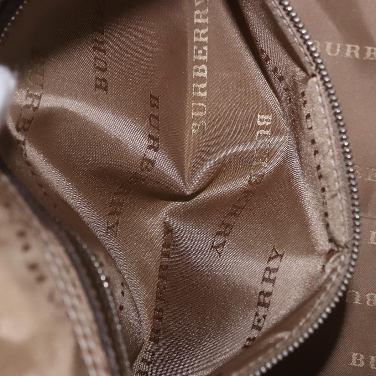 BURBERRY Nova Check Hand Bag Canvas Brown Silver Auth BA14954A