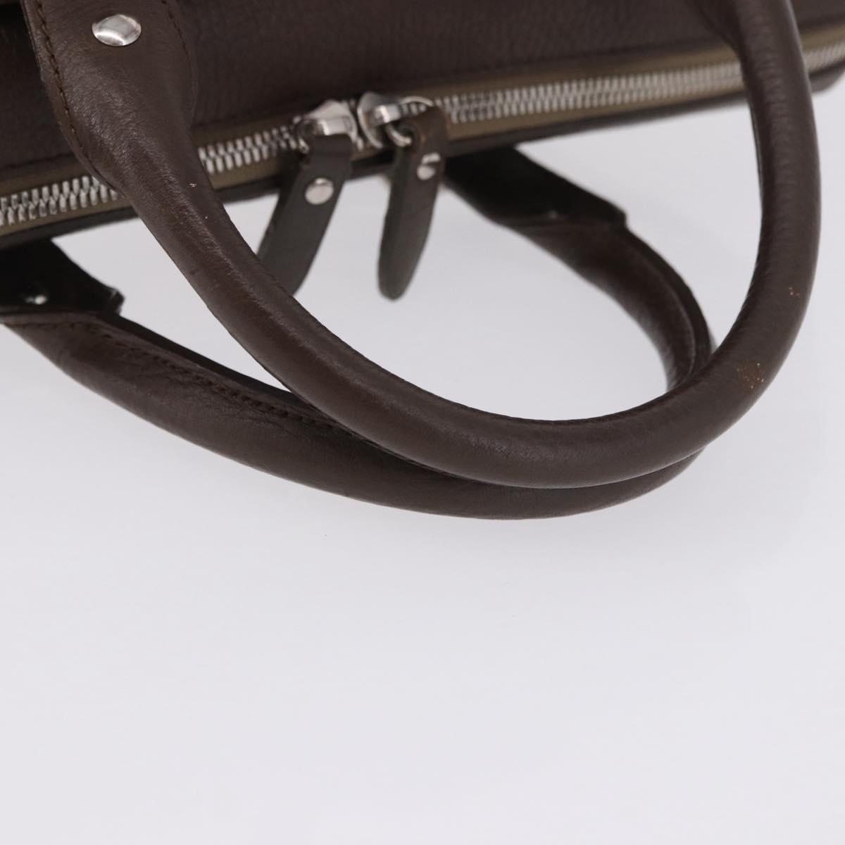 BURBERRY Nova Check Hand Bag Canvas Brown Silver Auth BA14954A