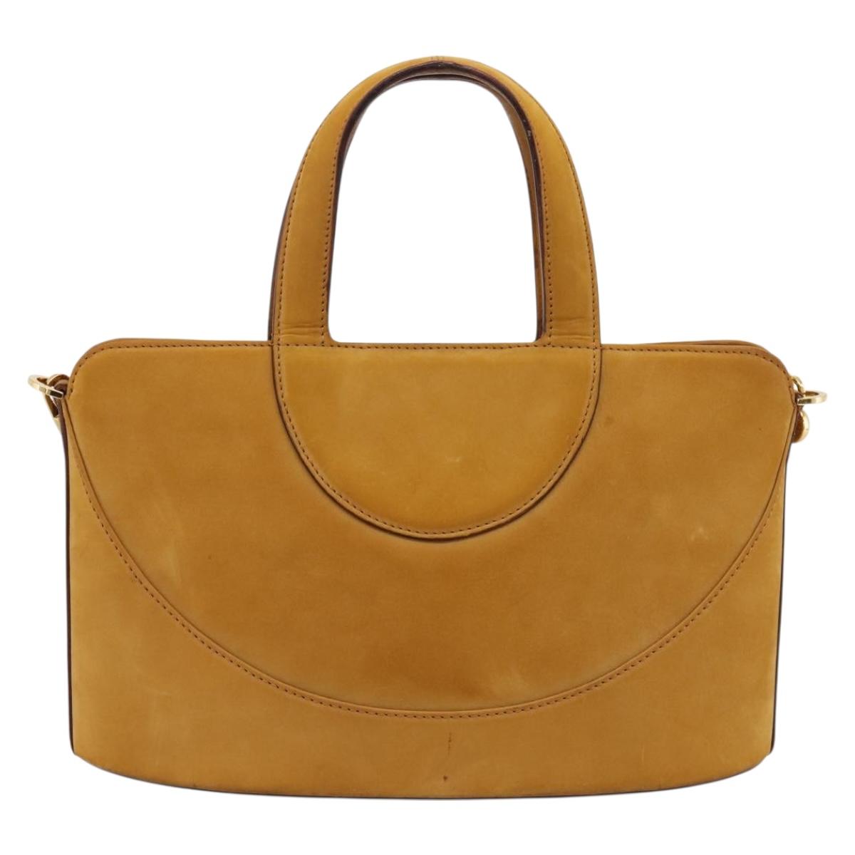 BVLGARI Hand Bag Suede 2way Brown Gold Tone Auth BA14955