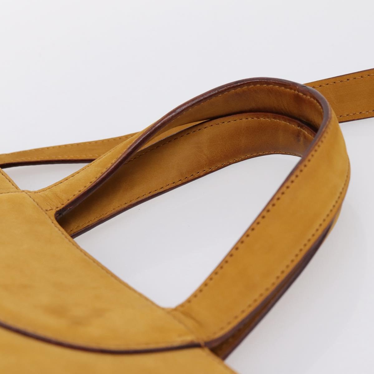 BVLGARI Hand Bag Suede 2way Brown Gold Tone Auth BA14955