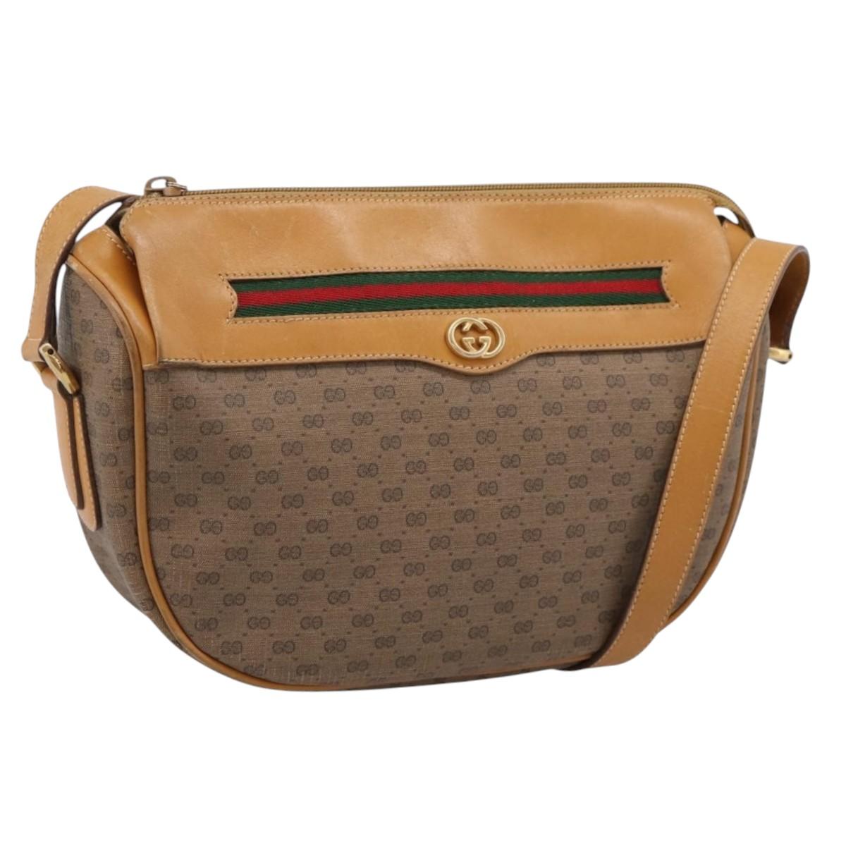 GUCCI Micro GG Web Sherry Line Shoulder Bag PVC Beige 001 104 0918 Auth BA14963