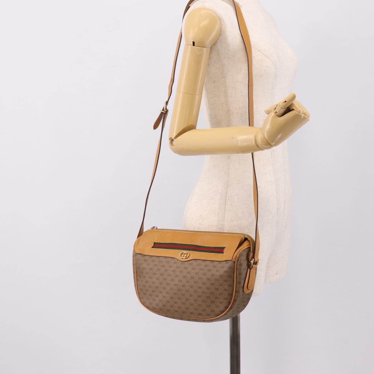 GUCCI Micro GG Web Sherry Line Shoulder Bag PVC Beige 001 104 0918 Auth BA14963