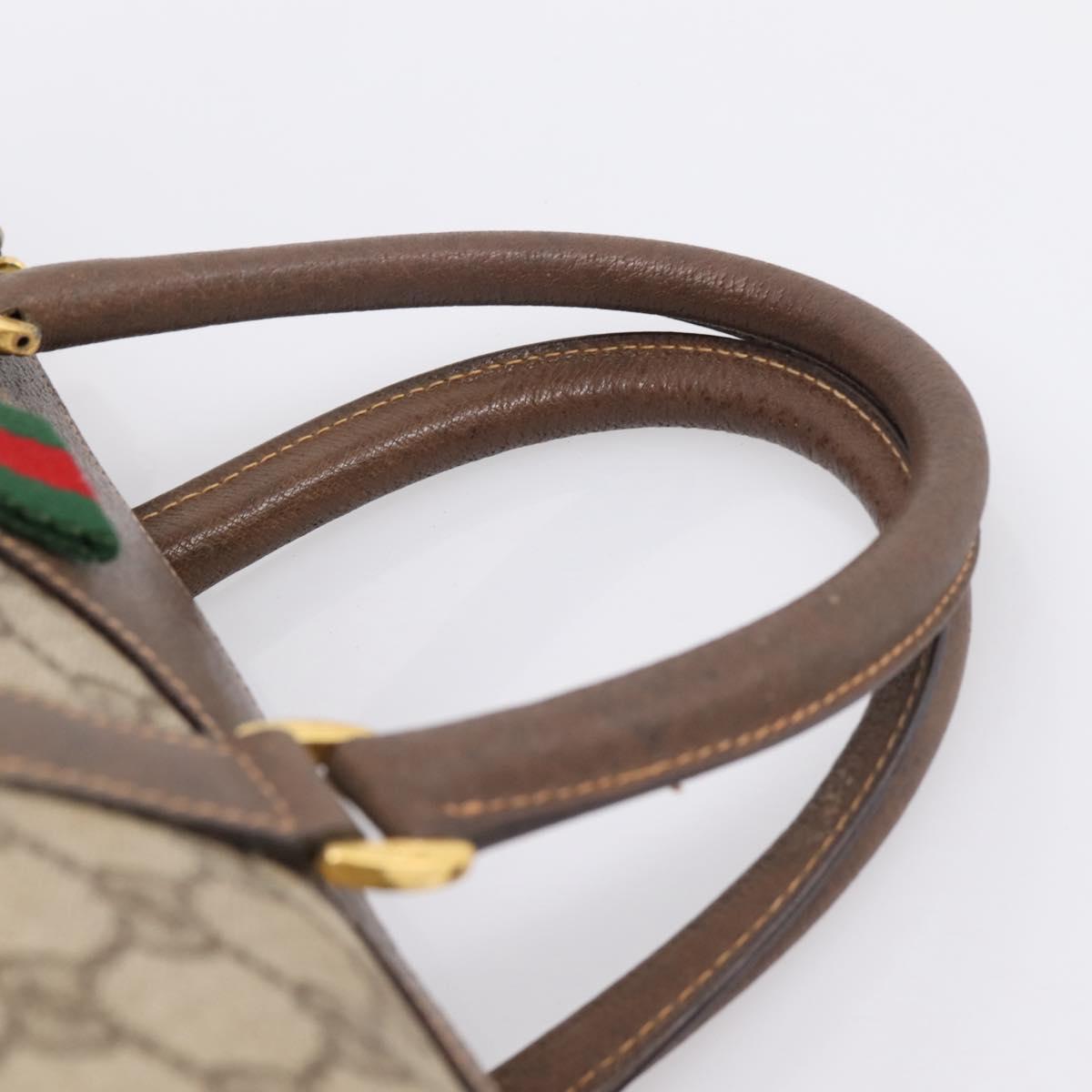 GUCCI GG Supreme Web Sherry Line Hand Bag PVC Beige Gold 40 02 007 Auth BA14964