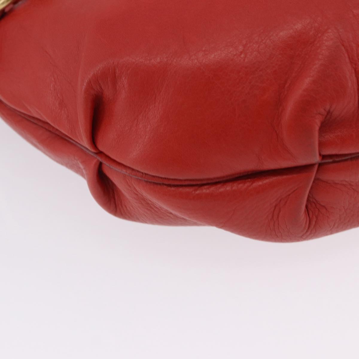 Chloe Gancini Shoulder Bag Leather Red Gold Tone Auth BA14967A