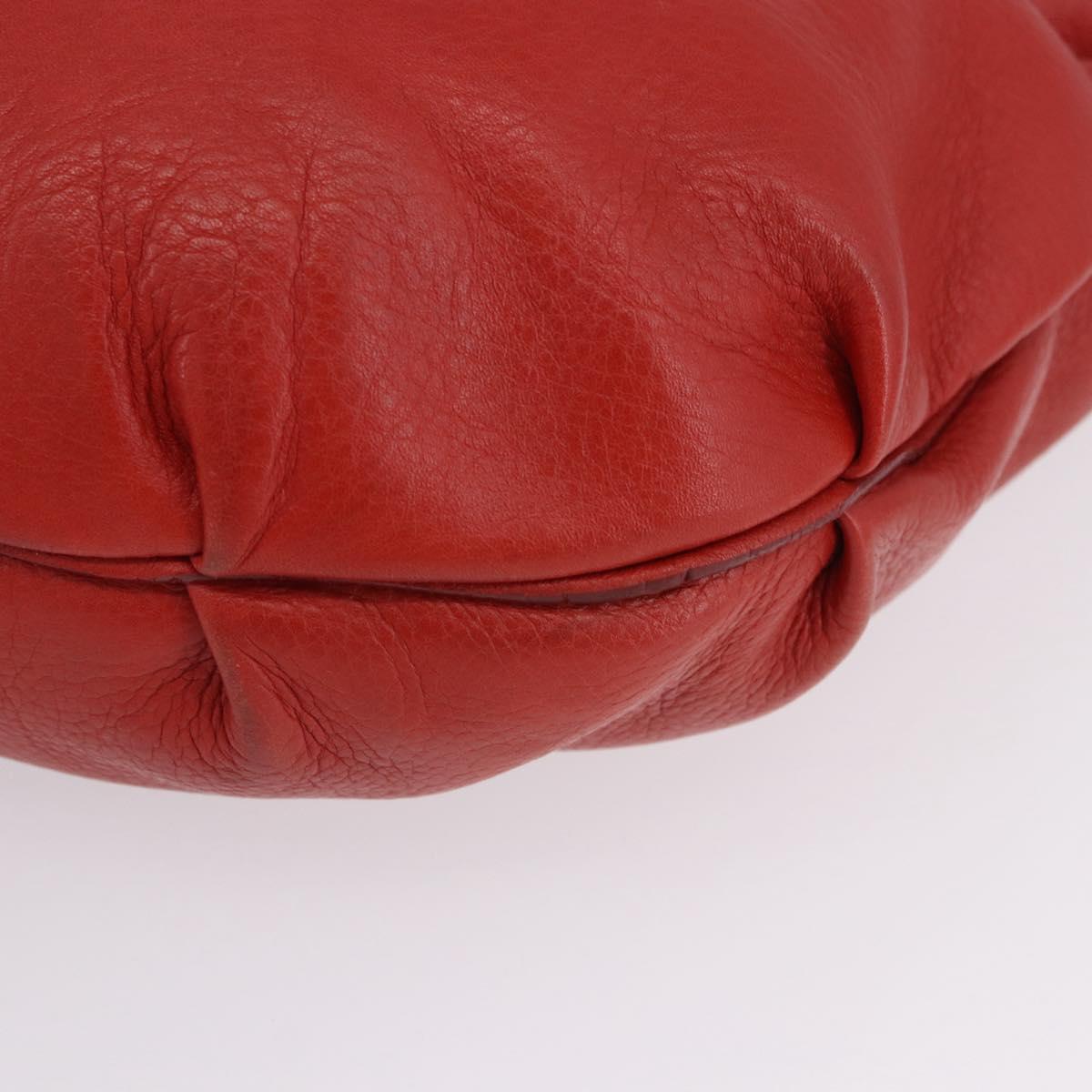 Chloe Gancini Shoulder Bag Leather Red Gold Tone Auth BA14967A