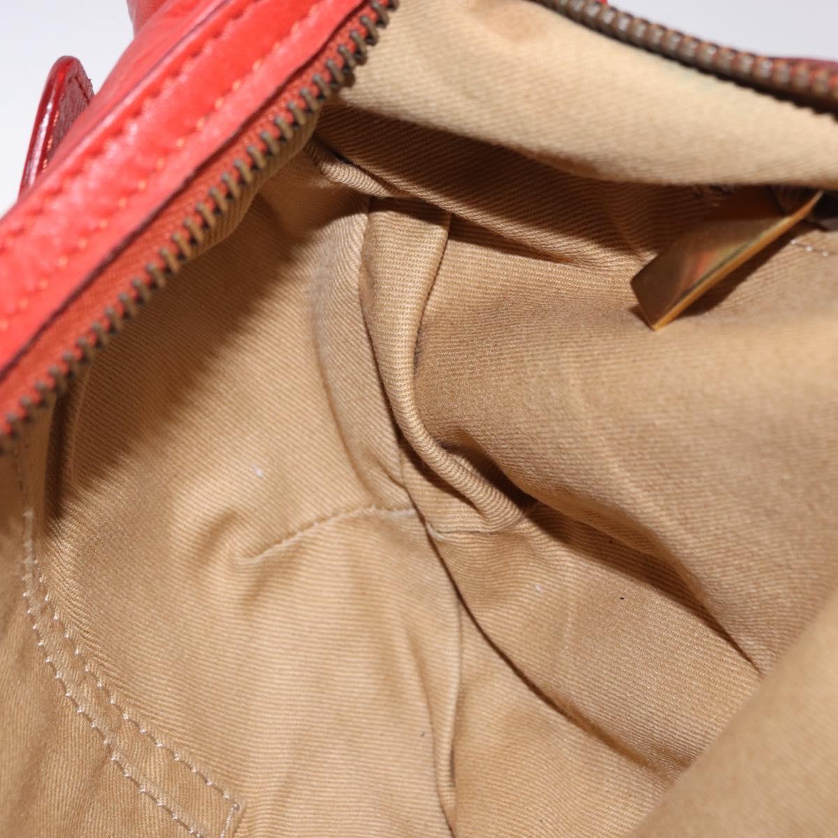 Chloe Gancini Shoulder Bag Leather Red Gold Tone Auth BA14967A