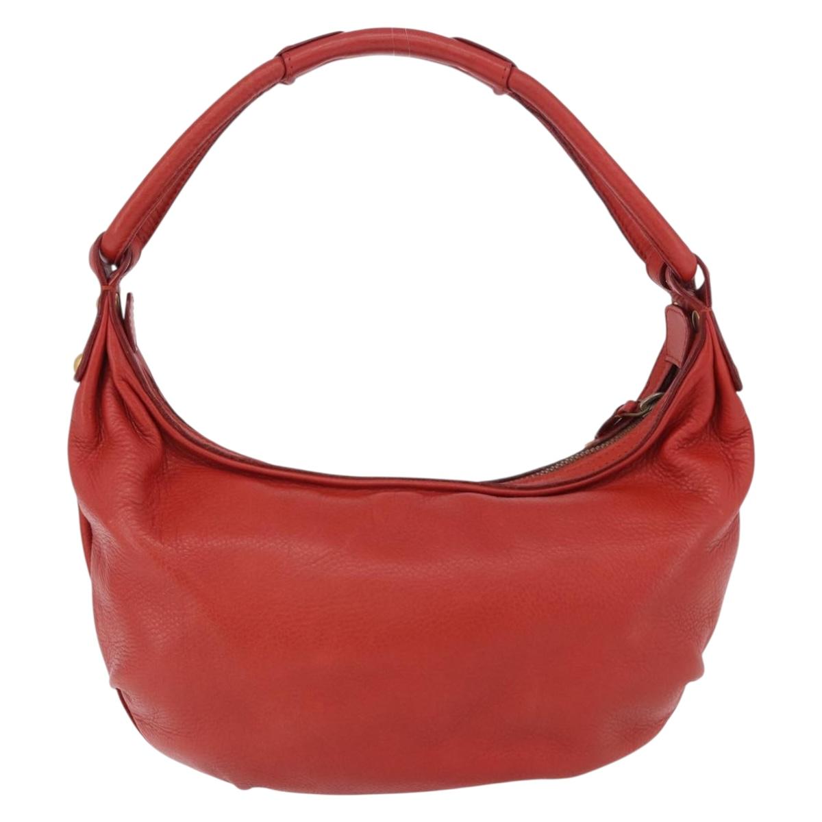 Chloe Gancini Shoulder Bag Leather Red Gold Tone Auth BA14967A