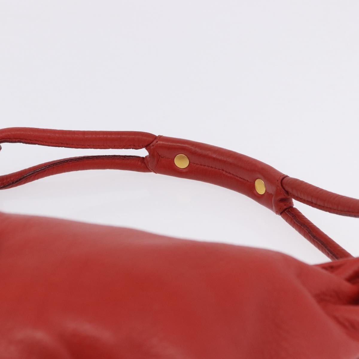 Chloe Gancini Shoulder Bag Leather Red Gold Tone Auth BA14967A