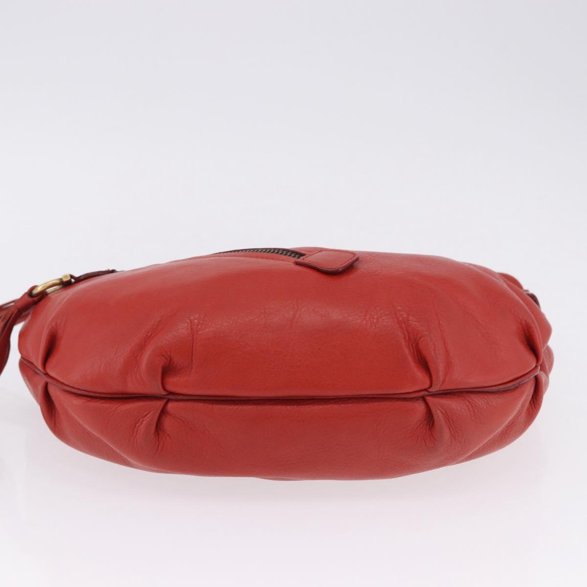 Chloe Gancini Shoulder Bag Leather Red Gold Tone Auth BA14967A