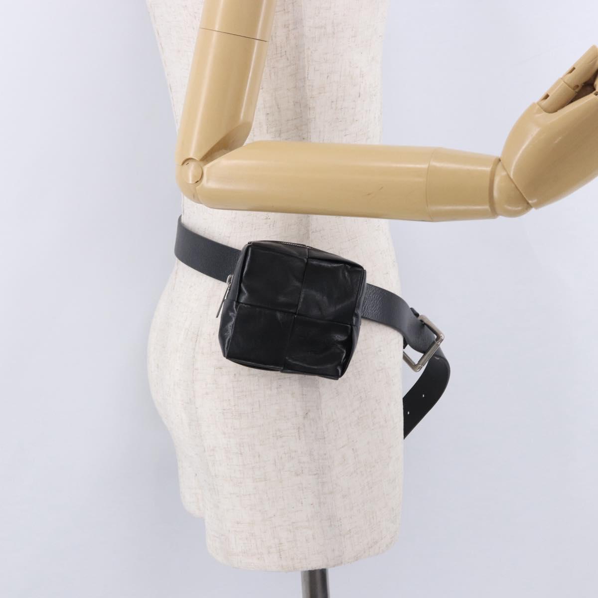 BOTTEGA VENETA MAXI INTRECCIATO Cassette Belt Bag Black Auth BA14968V