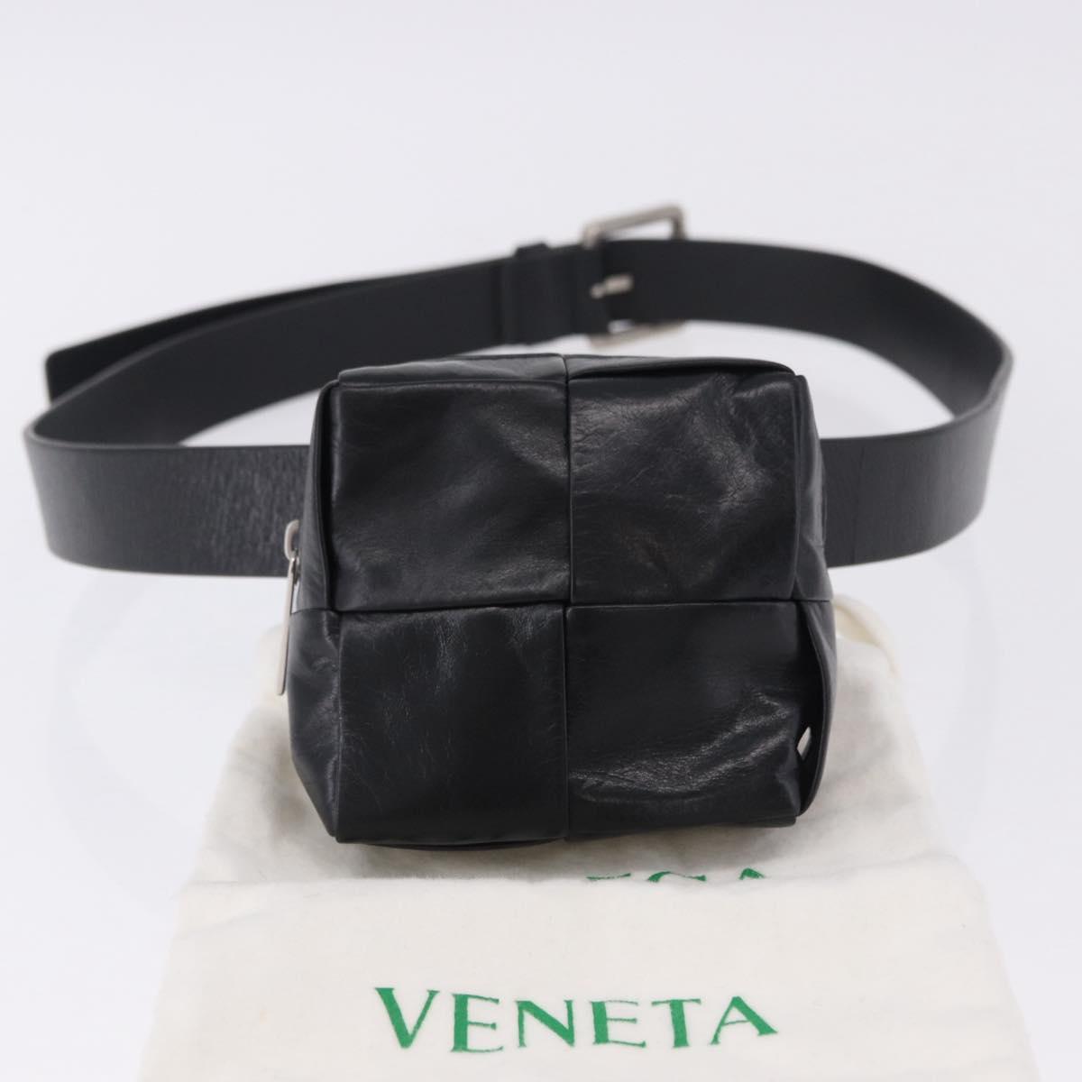 BOTTEGA VENETA MAXI INTRECCIATO Cassette Belt Bag Black Auth BA14968V