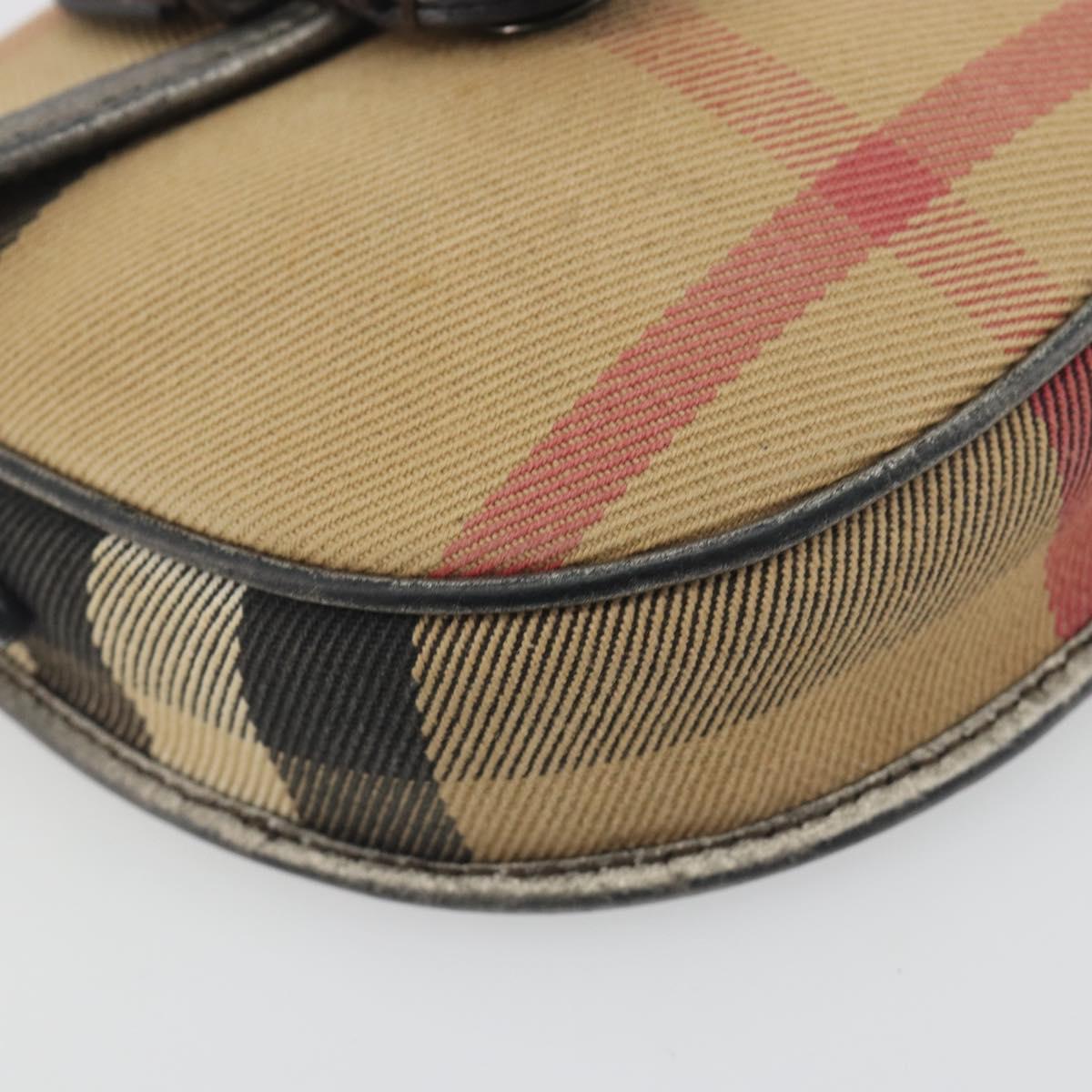 BURBERRY Nova Check Shoulder Bag Canvas Beige Silver Auth BA14969