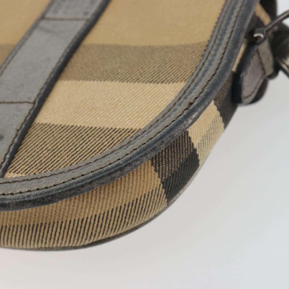 BURBERRY Nova Check Shoulder Bag Canvas Beige Silver Auth BA14969