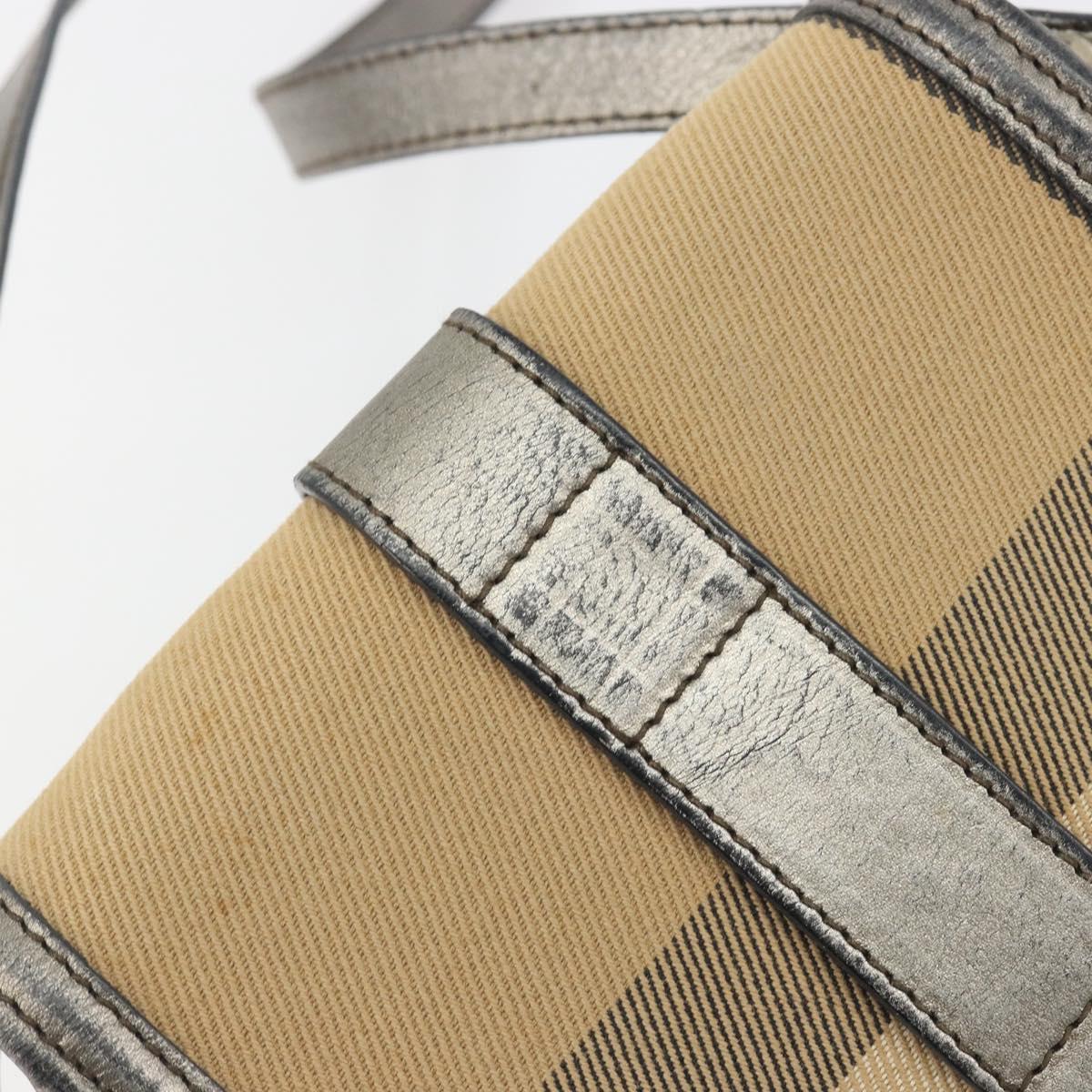 BURBERRY Nova Check Shoulder Bag Canvas Beige Silver Auth BA14969