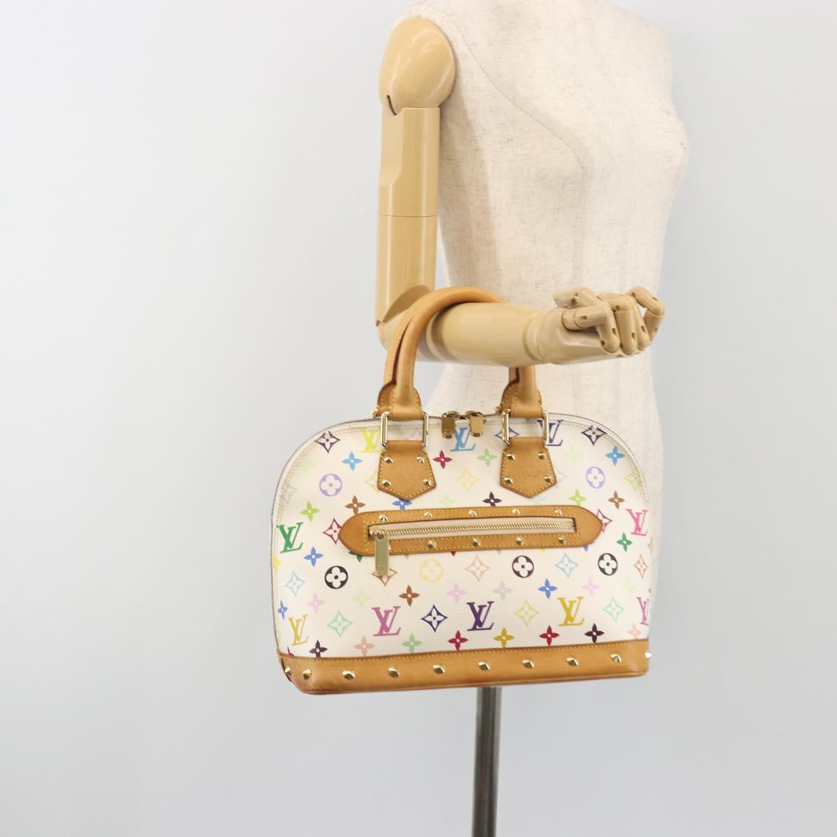 LOUIS VUITTON Monogram Multicolor Alma Hand Bag White M92647 LV Auth BA14970V