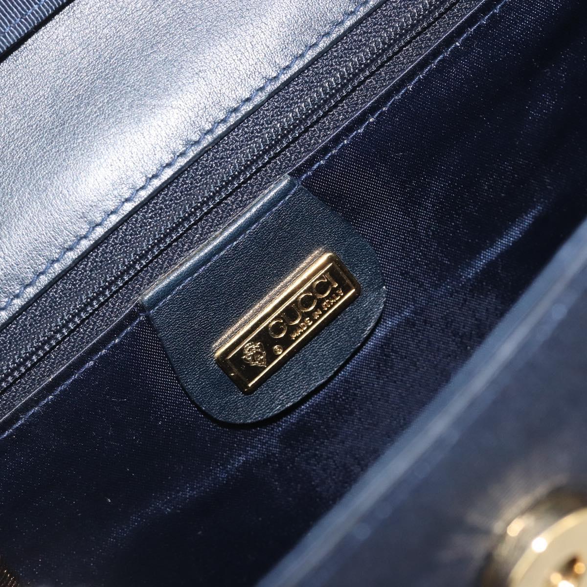 GUCCI Shoulder Bag Nylon Navy Gold Tone 004 110 0277 Auth BA14973