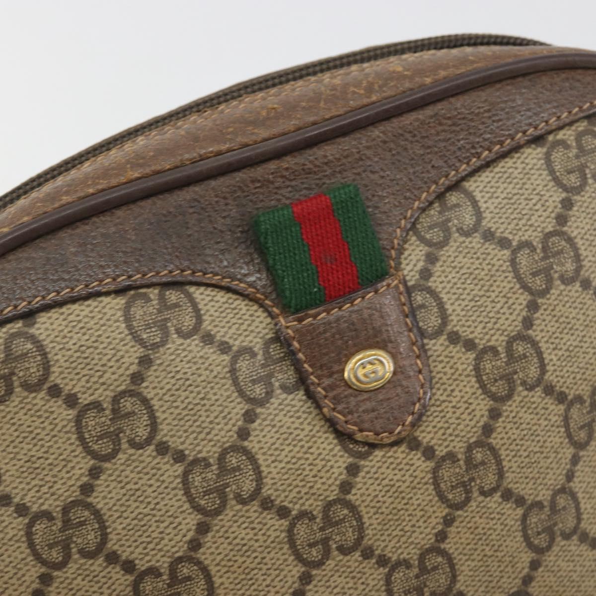 GUCCI GG Supreme Web Sherry Line Shoulder Bag PVC Beige 89 02 066 Auth BA14974