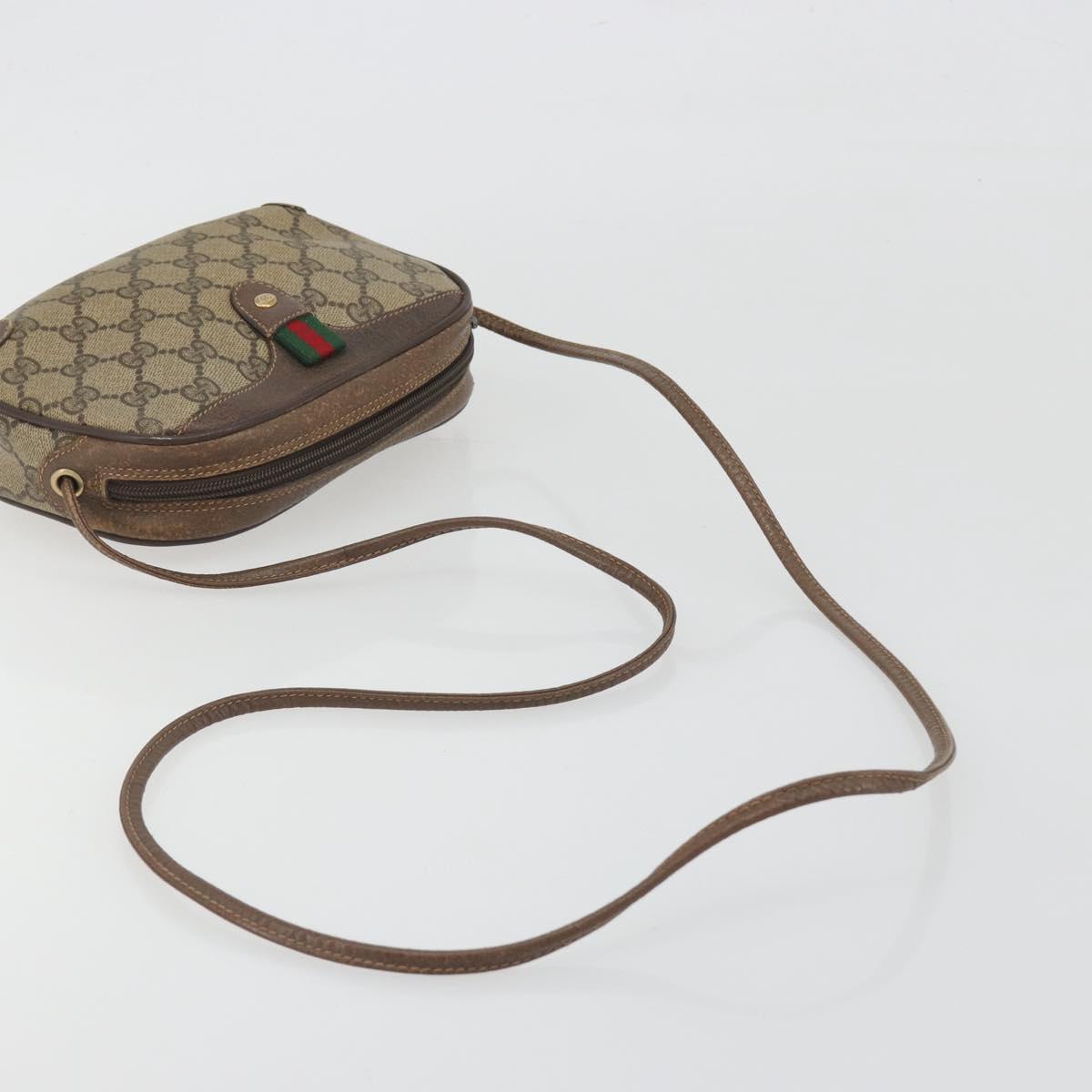 GUCCI GG Supreme Web Sherry Line Shoulder Bag PVC Beige 89 02 066 Auth BA14974