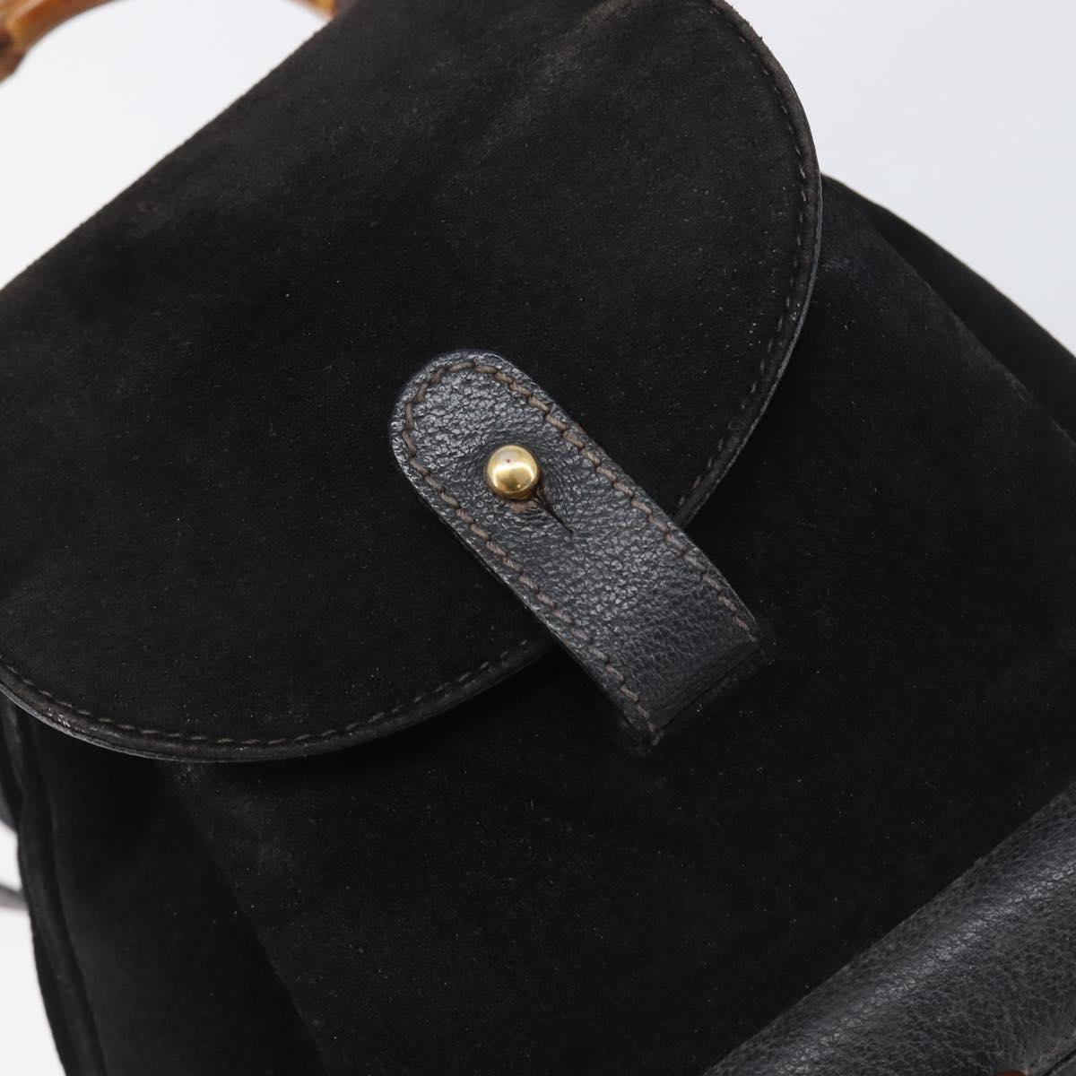 LOUIS VUITTON Bamboo Backpack Suede Black Gold 003 1705 0030 LV Auth BA14987