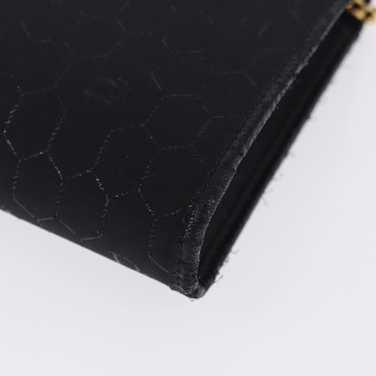 Christian Dior Honeycomb Chain Shoulder Bag Canvas Black Gold Tone Auth BA14988V