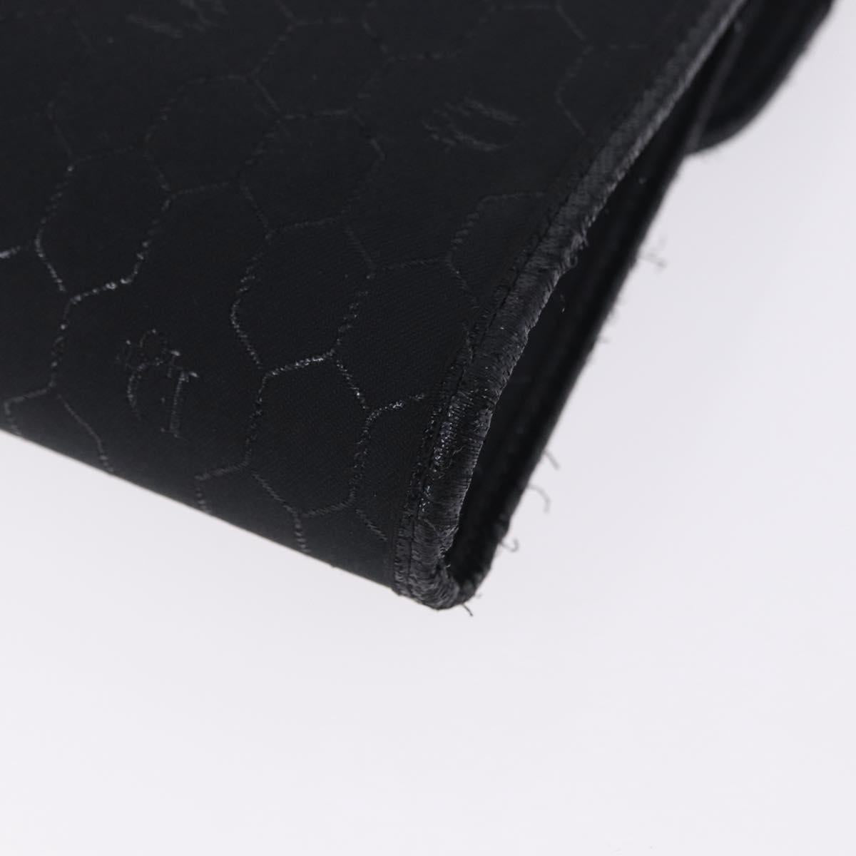 Christian Dior Honeycomb Chain Shoulder Bag Canvas Black Gold Tone Auth BA14988V