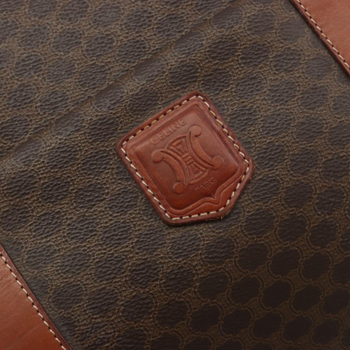 CELINE Macadam Tote Bag PVC Leather Brown Gold Tone Auth BA14994A