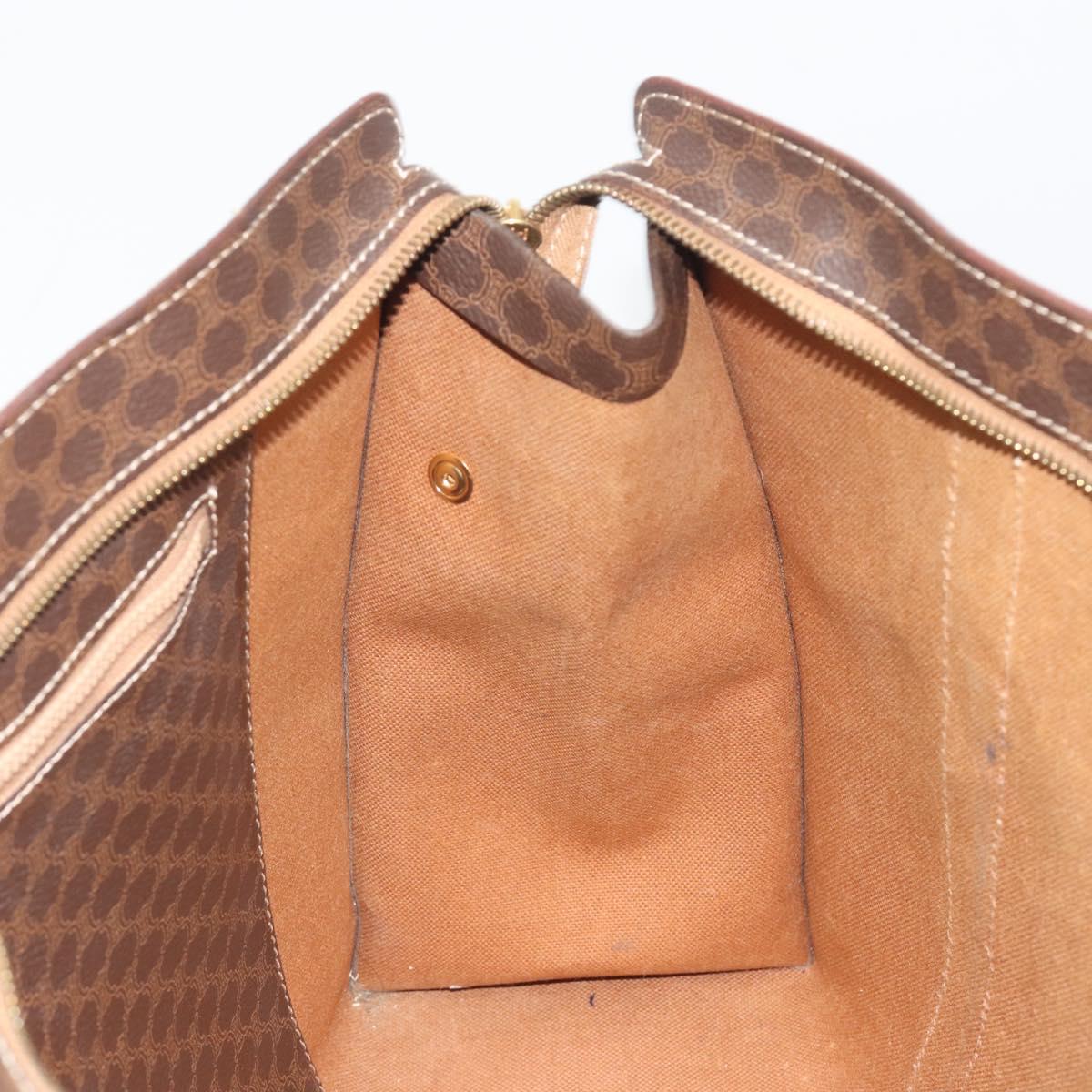 CELINE Macadam Tote Bag PVC Leather Brown Gold Tone Auth BA14994A