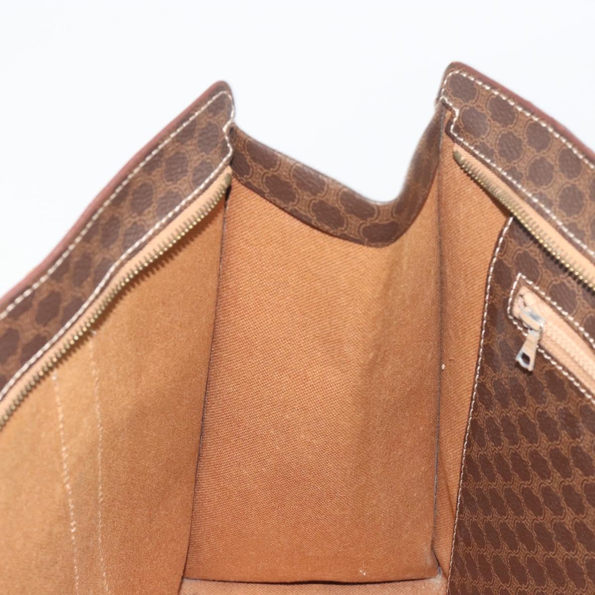 CELINE Macadam Tote Bag PVC Leather Brown Gold Tone Auth BA14994A