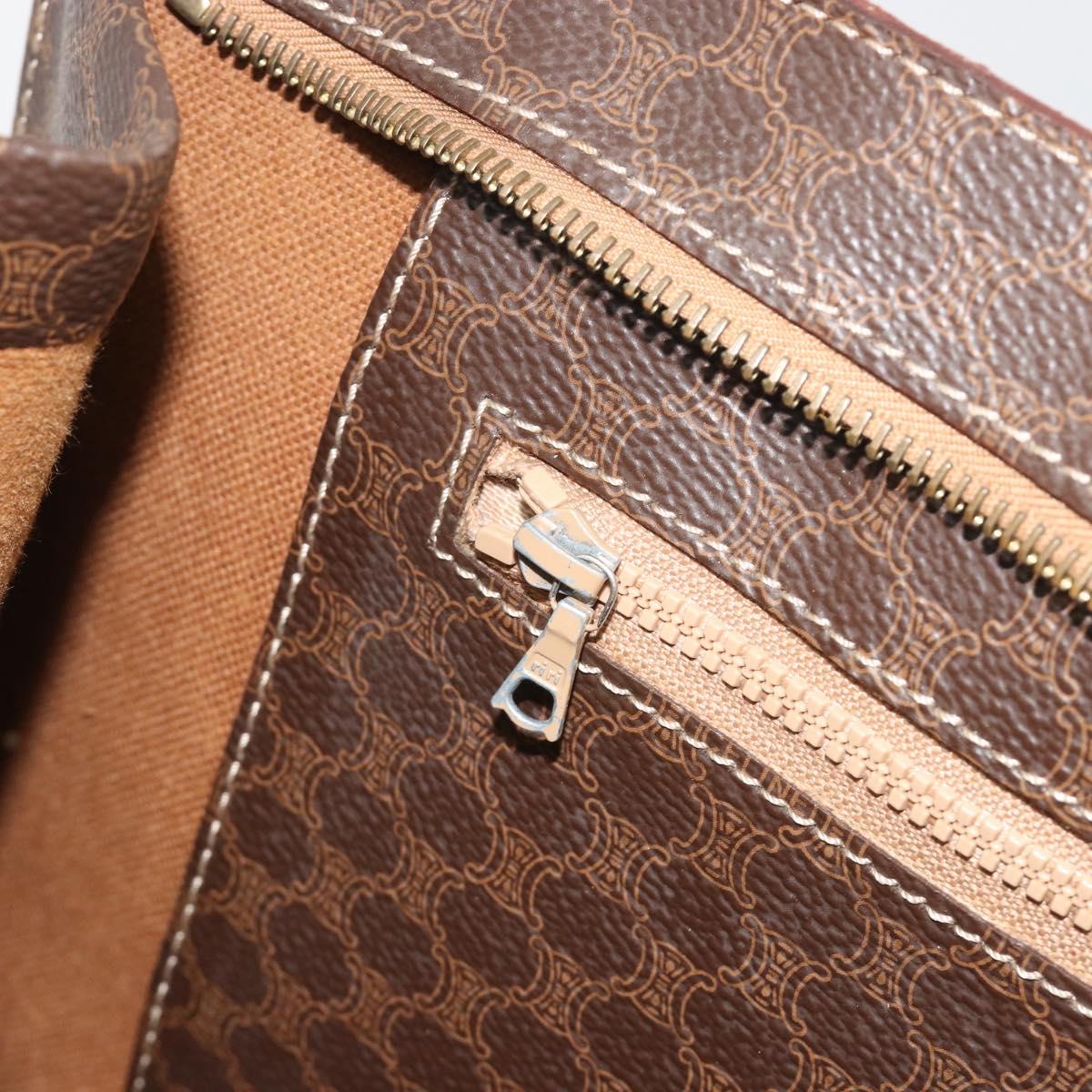 CELINE Macadam Tote Bag PVC Leather Brown Gold Tone Auth BA14994A