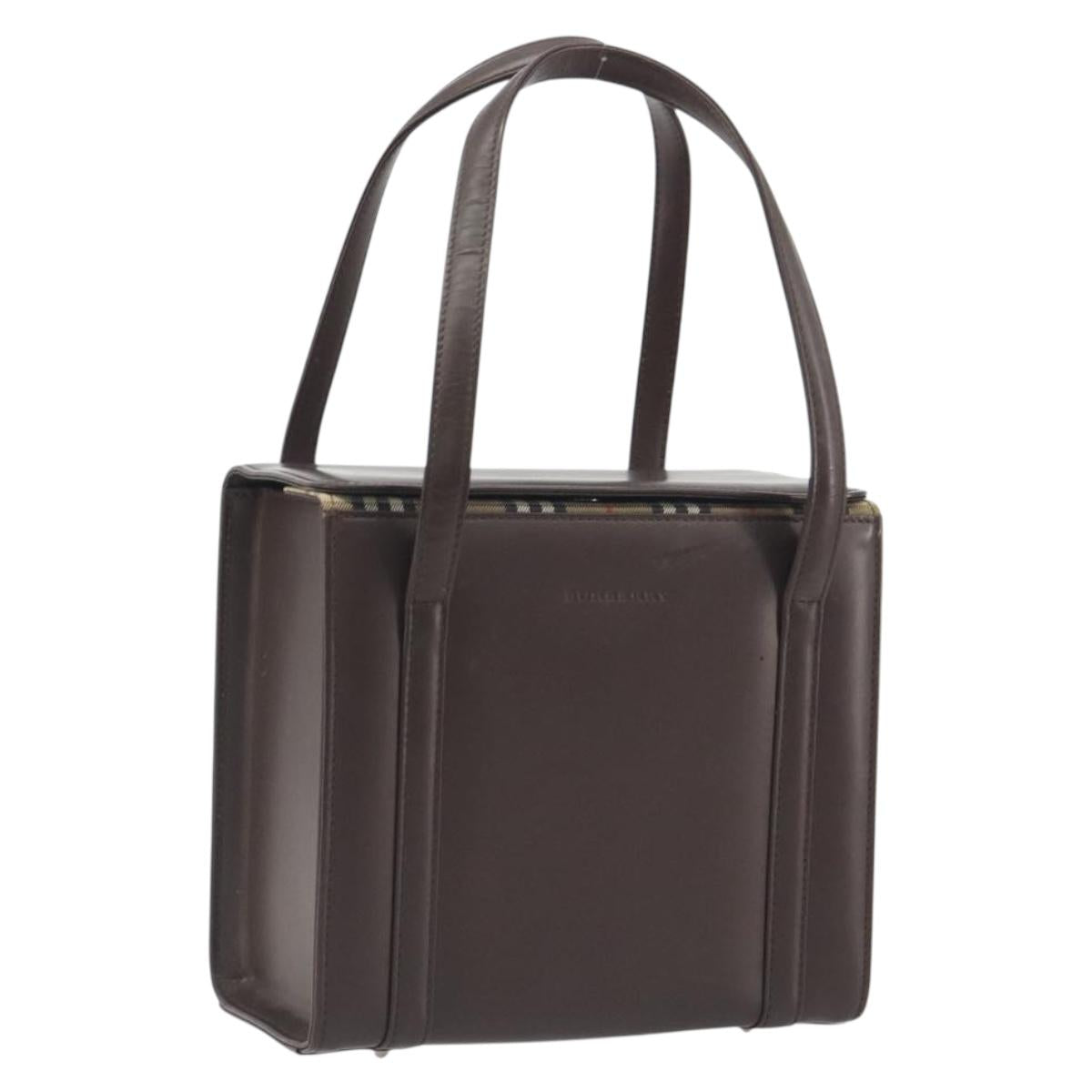BURBERRY Hand Bag Patent Brown Auth BA14996