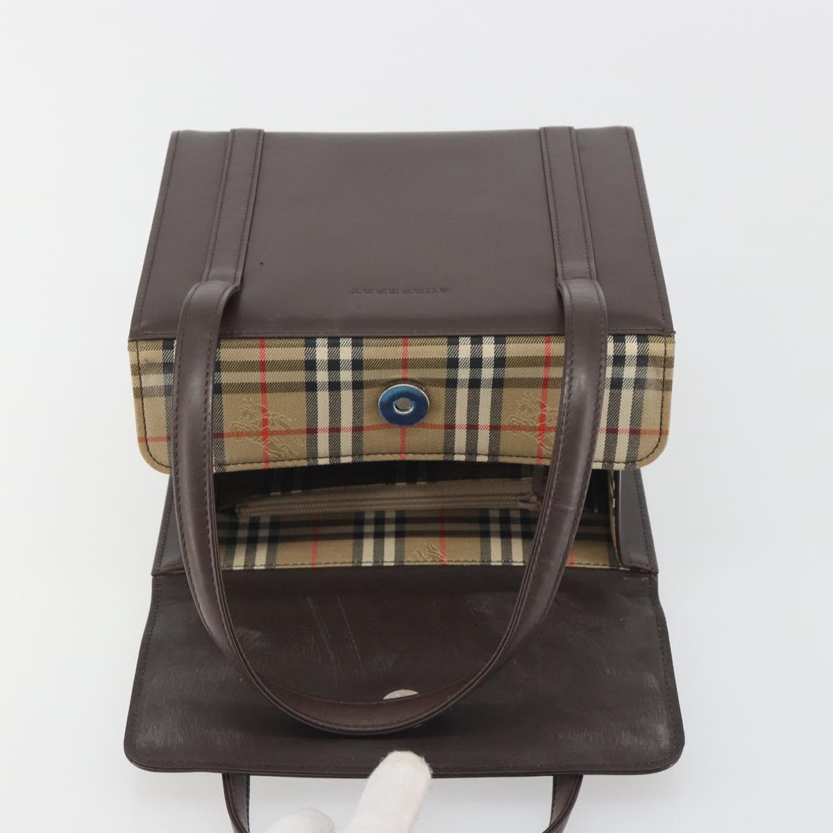 BURBERRY Hand Bag Patent Brown Auth BA14996