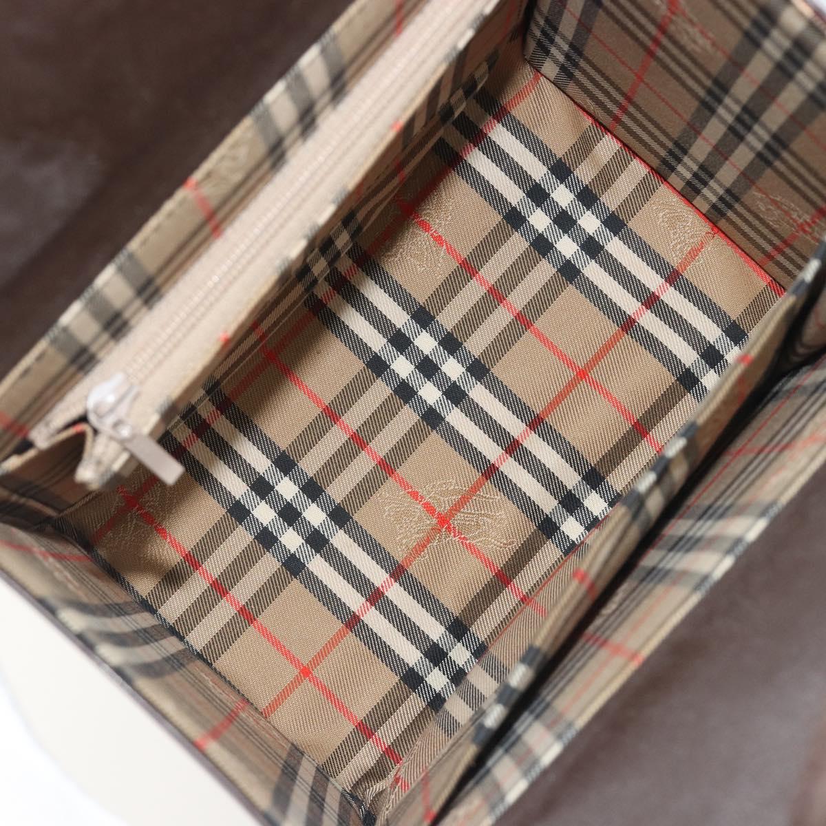 BURBERRY Hand Bag Patent Brown Auth BA14996