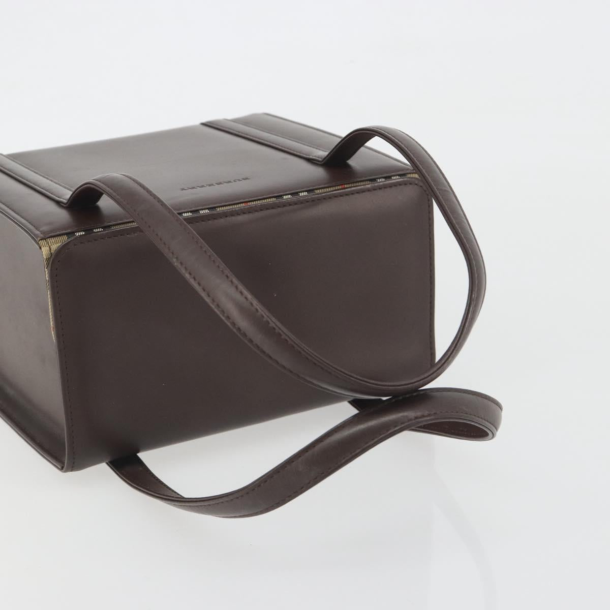 BURBERRY Hand Bag Patent Brown Auth BA14996