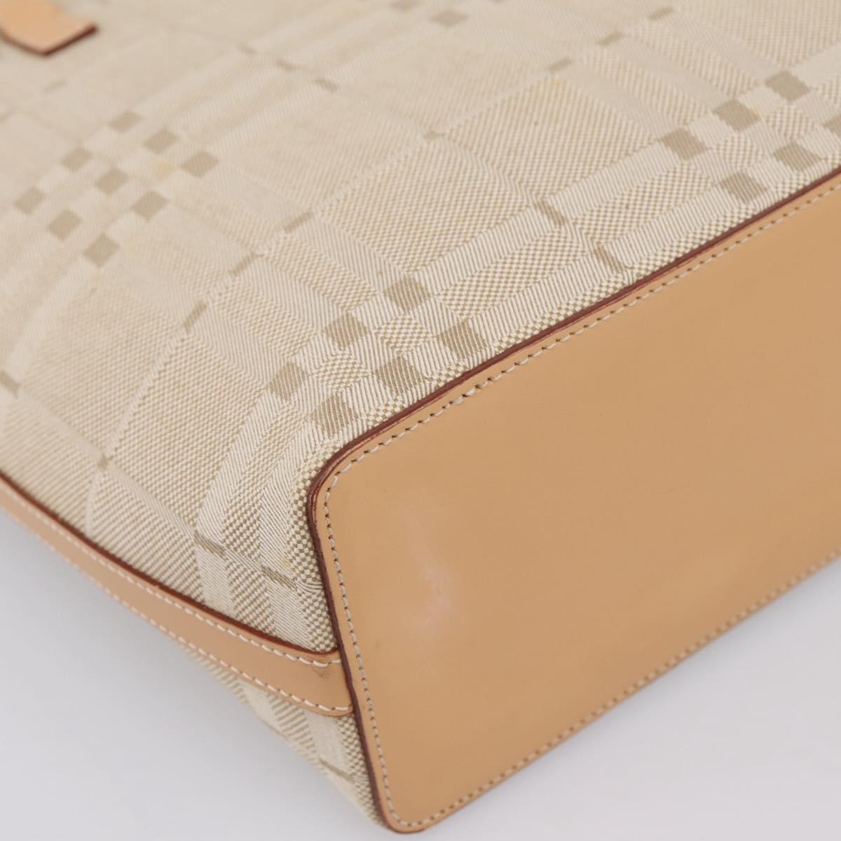 BURBERRY Hand Bag Canvas Beige Gold Tone Auth BA14997A