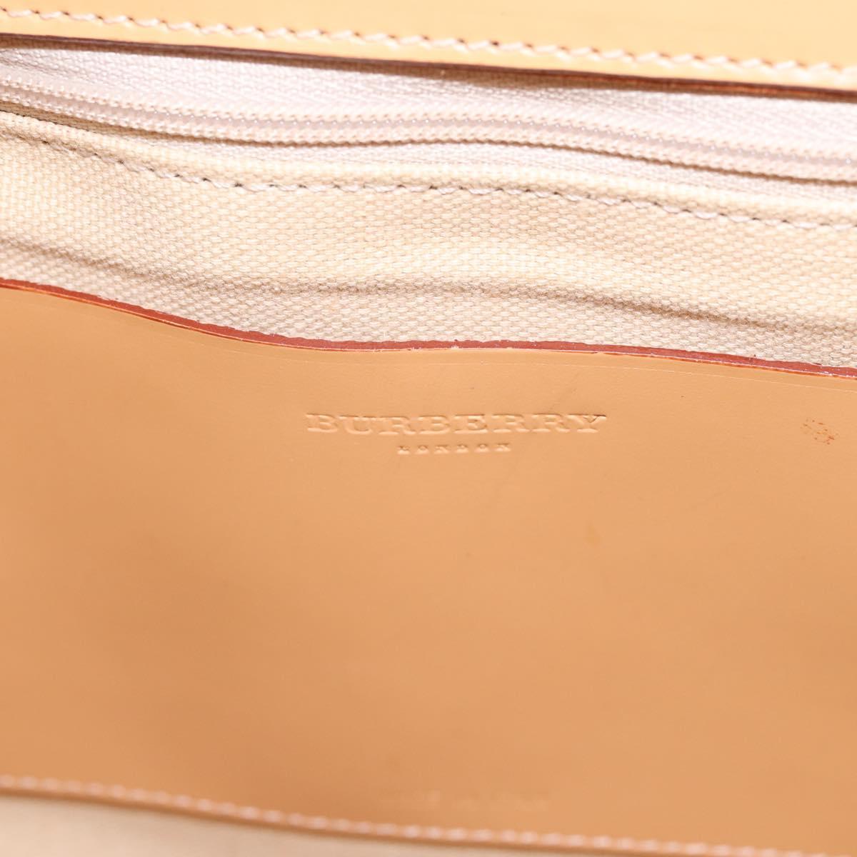 BURBERRY Hand Bag Canvas Beige Gold Tone Auth BA14997A
