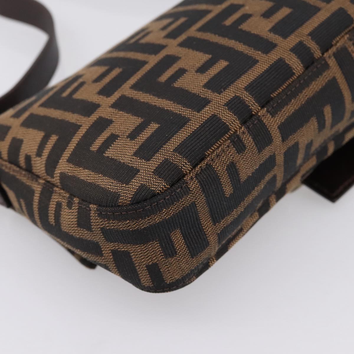 FENDI Zucca Canvas Mamma Baguette Shoulder Bag Brown Silver Auth BA14998SAV